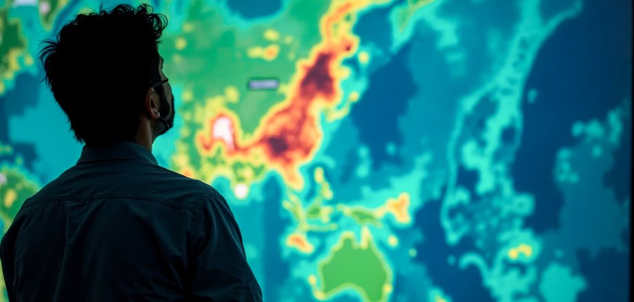 A man looks at a heat map