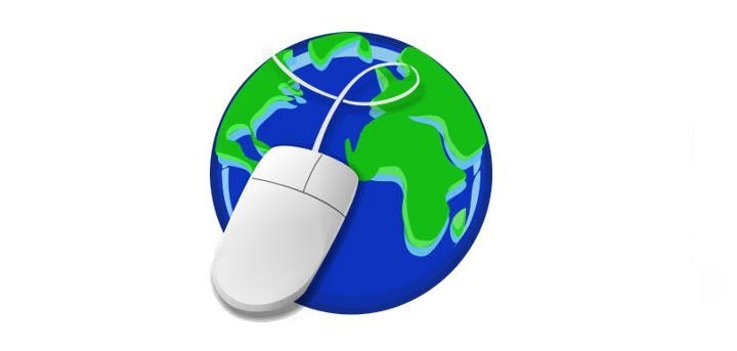 Globus mit einer Computermaus, die eine Internetsprechstunde symbolisiert