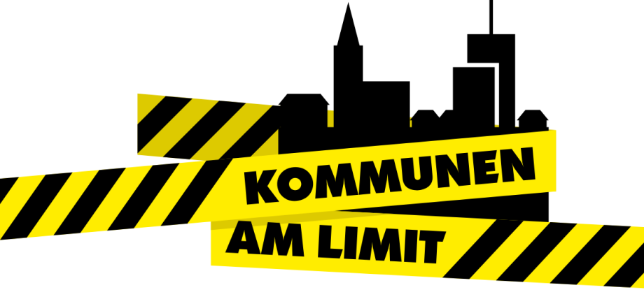 Schwarz-gelbe Warnbänder mit dem Text 'KOMMUNEN AM LIMIT' in fetten Großbuchstaben