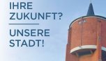 Stellenausschreibungen-Plakat Ein Plakat mit Stellenausschreibungen der Stadt Rodgau mit Wasserturm im Hintergrund und einem Titel "Ihre Zukunft? - Unsere Stadt!"