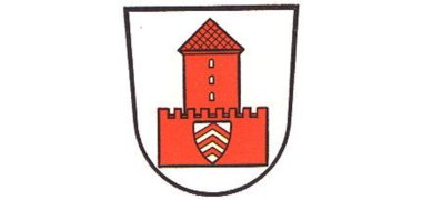 Wappen Hainhausen Wappen von Hainhausen mit roter Burg auf Weiß, darin Schild mit roten und weißen Winkeln.